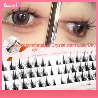 ขนตาปลอม Ultra-fine Stem Small Devil Ultra-fine Black Stem Single Cluster ขนตาปลอมคุณภาพสูง Barbie Novice Natural Eyelashes cod