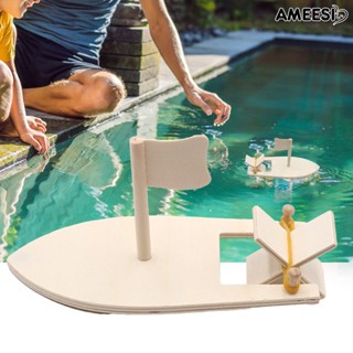 Ameesi เรือของเล่นที่มีสีสันการศึกษาสร้างแรงบันดาลใจเรือใบไม้ชุดของเล่นสําหรับเด็ก