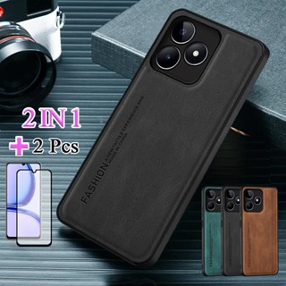 2 IN 1 เคสโทรศัพท์หนัง ผิวด้าน พร้อมฟิล์มเซรามิคสองชั้น สําหรับ Realme Nazro N53 Realme C53