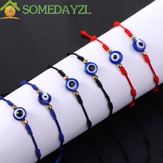 SOMEDAYZL เครื่องประดับ สร้อยข้อมือ เชือกถัก สีฟ้านําโชค เหมาะกับของขวัญ สไตล์โบฮีเมียน แฟชั่นคู่รัก