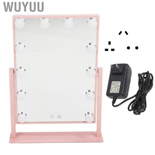 Wuyuu Bulbs Mirror  Touch Control Metal Frame Pink Tabletop Bulbs Mirror 12 Bulbs Rechargeable  for Bedroom