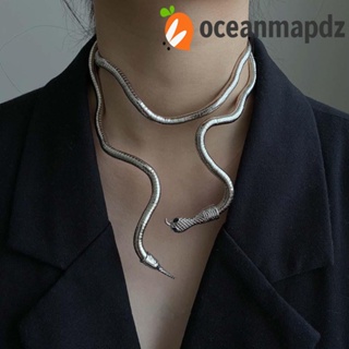 OCEANMAPDZ สร้อยคอ สร้อยข้อมือ โลหะผสม แบบหลายชั้น ลายงู สําหรับผู้ชาย