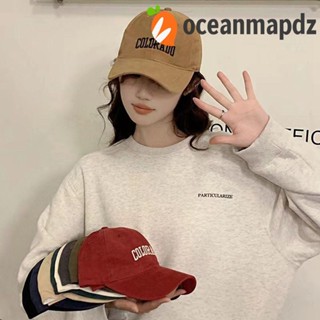 OCEANMAPDZ หมวกเบสบอลลําลอง ปักลายตัวอักษรภาษาอังกฤษ สามารถปรับได้ สไตล์วินเทจ สําหรับผู้หญิง