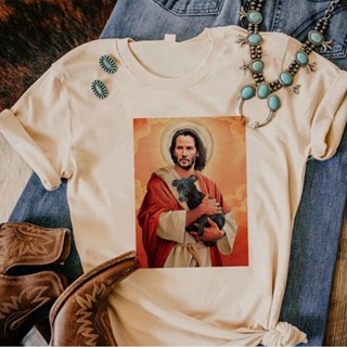 เสื้อยืด พิมพ์ลายการ์ตูนมังงะ Jesus สไตล์สตรีท สําหรับผู้หญิง