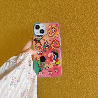 เคสโทรศัพท์มือถือแบบแข็ง กันกระแทก ลายการ์ตูนชินจังน่ารัก สองชั้น สําหรับ iPhone 13 12promax XS 13 pro 14promax IMD-1