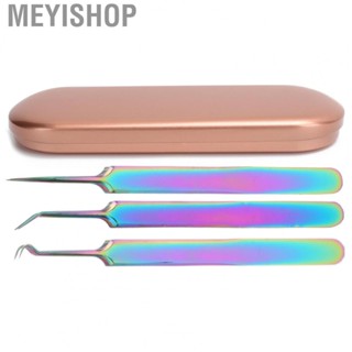 Meyishop 3pcs Stainless Steel Nail Art Tweezers Set Portable -Static Straight And