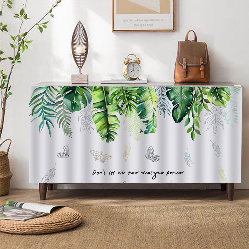 แนะนำ ผ้าม่าน ผ้าม่าน ป้องกันฝุ่น มีกาวในตัว ลายใบไม้สีเขียว สําหรับตกแต่งบ้าน ห้องครัว ราคาพิเศษ มีเก็บเงินปลายทาง