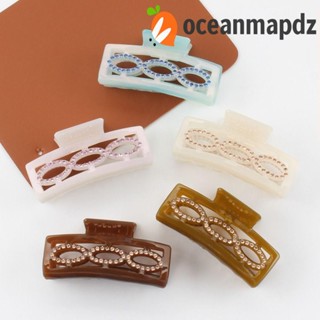 OCEANMAPDZ กิ๊บติดผม รูปฉลาม ประดับพลอยเทียม ทรงสี่เหลี่ยม ขนาดใหญ่ หรูหรา สไตล์เกาหลี เรโทร สําหรับผู้หญิง