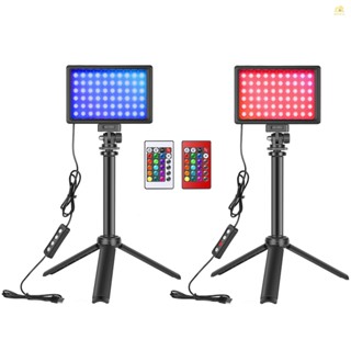 (spbpth)Andoer ไฟเติมแสงวิดีโอ RGB LED หรี่แสงได้ พลังงาน USB พร้อมขาตั้งกล้อง หัวเมาท์สามขา รีโมตคอนโทรล สําหรับการประชุมทางวิดีโอ ไลฟ์สตรีม สอนออนไลน์ 2 แพ็ค