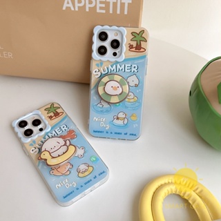 For เคสไอโฟน 14 Pro Max [Summer Swimming Duck Puppy] เคส Phone Case For iPhone 14 Pro Max Plus 13 12 11 For เคสไอโฟน11 Ins Korean Style Retro Classic Couple Shockproof Protective TPU Cover Shell