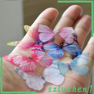[Szluzhen1] จี้รูปผีเสื้อ ผ้าชีฟอง 10 ชิ้น