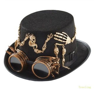 Treeling Steampunk หมวกแก๊ป พร้อมแว่นตา สไตล์พังก์