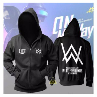 เสื้อกันหนาว มีฮู้ด พิมพ์ลาย PUBG X Alan Walker Unknowns มีซิป เหมาะกับของขวัญวันเกิด สไตล์ยอดนิยม สําหรับผู้ชาย 2022