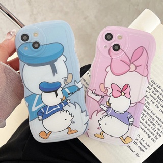 Casing For iPhone 15 14 13 12 11 Pro Xs max Mini 7 8 6 6S Plus X XR 14ProMax 13promax 12promax 11promax 6+6S+ 7+ 8+ Cute Cartoon Couple Donald Daisy Wave Edge Soft Phone Case STB 51
