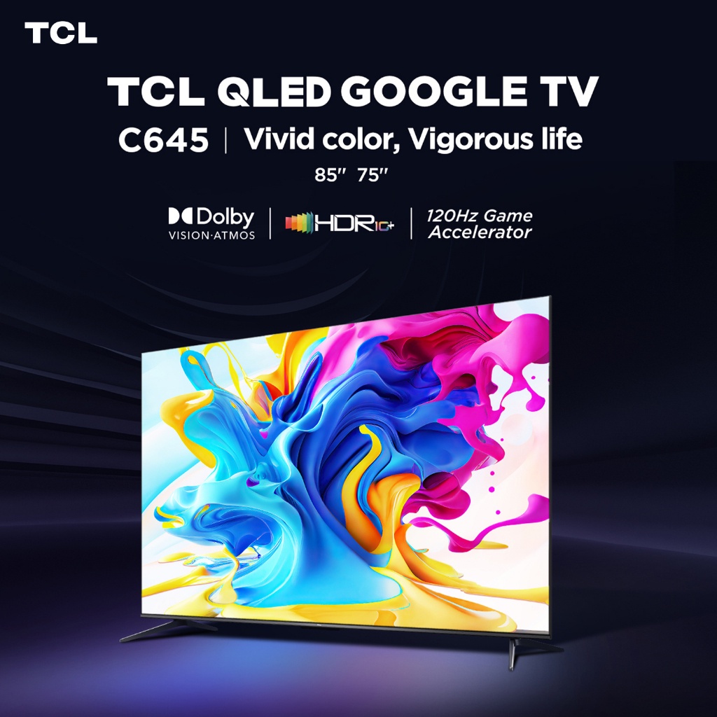 YU ใหม่ TCL ทีวี 85 นิ้ว QLED 4K Google TV รุ่น 85C645 ระบบปฏิบัติการ Google/Netflix &amp; Youtube &amp; MEMC - WiFi, WCG, *XBH*