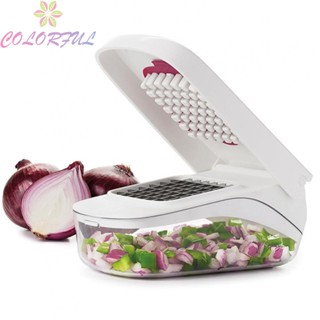 【COLORFUL】Vegetable Chopper 20*12.5*10cm Rubber Handle Slicer Stainless Steel Blades