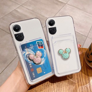 พร้อมส่ง เคสโทรศัพท์มือถือ ซิลิโคนนิ่ม ใส กันกระแทก ลายการ์ตูนมินนี่น่ารัก พร้อมช่องใส่บัตร สําหรับ Oppo Reno10 Reno 10 Pro 10 Pro+ 5G 2023 Reno10Pro