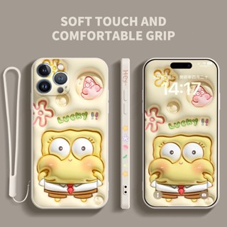 Ybd เคสโทรศัพท์มือถือ ซิลิโคน ลายการ์ตูนน่ารัก มีลายด้านข้าง และสายคล้อง สําหรับ iPhone 12 Pro Max 13 Pro Max 14 Pro Max 14 Plus