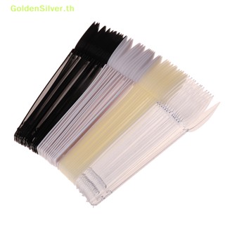 Goldensilver เล็บปลอม รูปพัด สีเงิน สําหรับฝึกทําเล็บ 40 ชิ้น