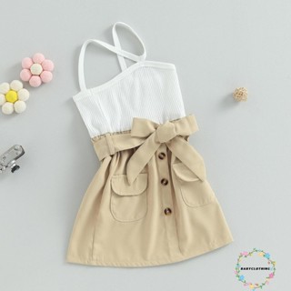 Babyclothes- ชุดเดรสแขนกุดลําลอง แต่งกระดุม เหมาะกับฤดูร้อน สําหรับเด็กผู้หญิง ปาร์ตี้ชายหาด