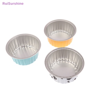 Ruisurshine ใหม่ แม่พิมพ์ฟอยล์อลูมิเนียม ทรงกลม ใช้ซ้ําได้ สําหรับทําพุดดิ้ง เค้ก เบเกอรี่ 10 ชิ้น