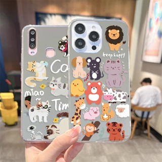 เคสกระจก ลายการ์ตูนสวนสัตว์น่ารัก สําหรับ OPPO A3s A5 A9 A53 A33 A15 A15s A52 A92 A54 A16 A31 A78 A76 A83 A77 A98 A91 Reno 2 3 4 5 6 7 8 Z F T Pro F9 F11 เคสใส | J009