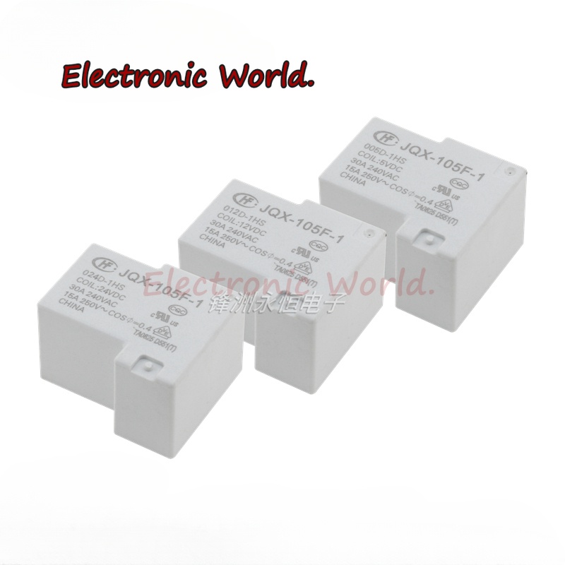 รีเลย์ HF/ JQX 105F -1 -005D 012D 024D -1HS 30A 240Vac 4Pin DC5V 12V 24V HF105F-1-005D-1HS JQX-105F-