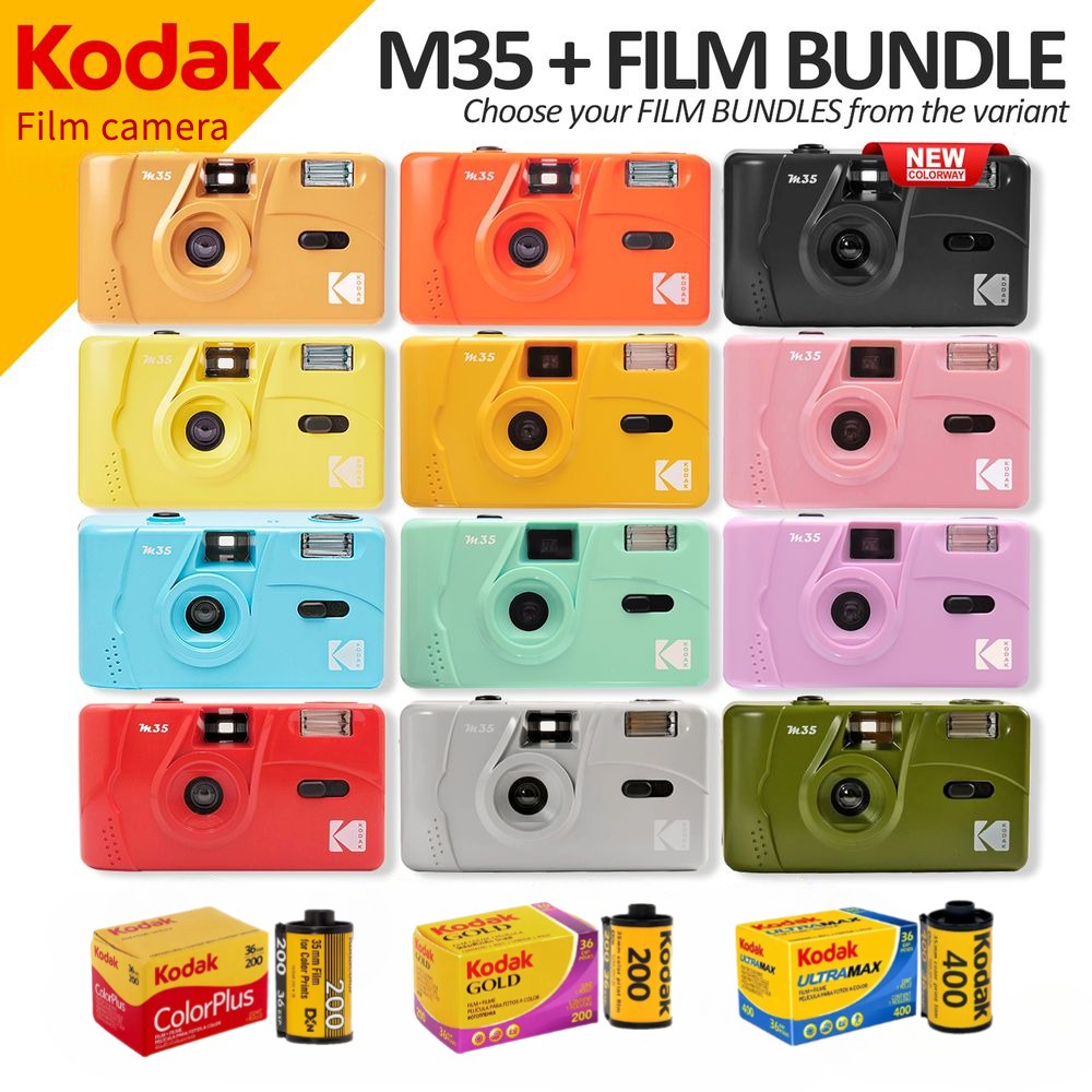 กล้องฟิล์ม Kodak M35 กล้องอะนาล็อกวินเทจแบบใช้ซ้ําได้พร้อม kodak colorplus gold ultramax