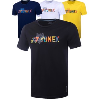 Yonex เสื้อกีฬาแบดมินตัน คอกลม แขนสั้น ผ้าฝ้าย สําหรับผู้ชาย และผู้หญิง