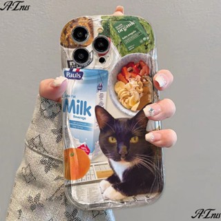 เคสป้องกันโทรศัพท์มือถือ แบบนิ่ม ลายแมวดํา กันกระแทก สําหรับ 7 8p 13xr 12✅เคสโทรศัพท์มือถือใส แบบนิ่ม ลายครีม สําหรับ Apple Iphone 1 14 xs promax11-FL Q0PL
