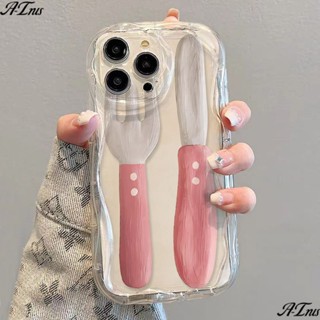 /8p เคสป้องกันโทรศัพท์มือถือ แบบนิ่ม ลายส้อม สําหรับ Iphone 13 14 11 r7 12✅/ เคสโทรศัพท์มือถือนิ่ม ใส กันกระแทก สีชมพู สําหรับ iPhone Promax Xs PZNC