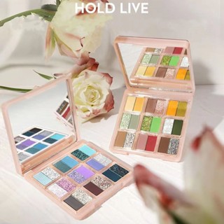 HOLD LIVE พาเลทอายแชโดว์ 18 สี เนื้อแมตต์ สีฟ้า สีเขียว สีเหลือง สีม่วง