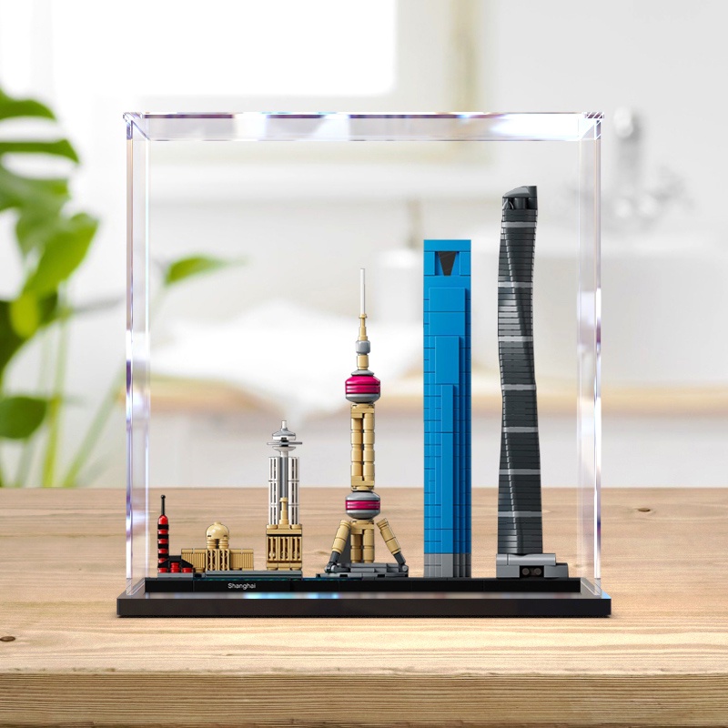 พร้อมสต็อกกล่องแสดงอะคริลิคเหมาะสําหรับ 21039 Shanghai Skyline Building Series LEGO รูปโปร่งใสป้องกั