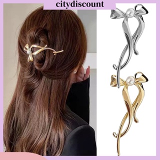 &lt;citydiscount&gt;  เครื่องประดับผม ปิ่นปักผม รูปโบว์ ประดับไข่มุกเทียม เหมาะกับของขวัญ แฟชั่นฤดูใบไม้ผลิ สําหรับผู้หญิง