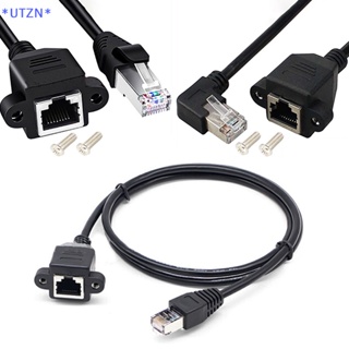 Utzn&gt; ใหม่ สายเคเบิลเครือข่ายอีเธอร์เน็ต LAN 8Pin RJ45 ตัวผู้ เป็นตัวเมีย 8 Pin มุมขวา 90 องศา