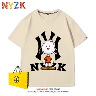 Nyzk เสื้อยืดแขนสั้น ผ้าฝ้าย พิมพ์ลายสนูปปี้ ทรงหลวม ยอดนิยม แฟชั่นฤดูร้อน สําหรับผู้หญิง