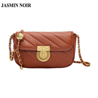 Jasmin NOIR กระเป๋าสะพายไหล่ หนัง PU ลายทาง เรียบง่าย พร้อมสายสะพาย ขนาดเล็ก สําหรับผู้หญิง