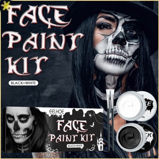 [LBE] Eelhoe Halloween Black And White Skeleton Face Painted Vampire Red Simulation Scar Human Painted Makeup Pigment