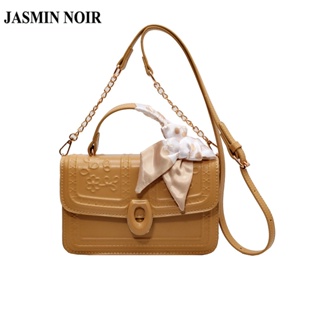 Jasmin NOIR กระเป๋าถือ กระเป๋าสะพายไหล่ สะพายข้าง พิมพ์ลายดอกไม้ แต่งสายโซ่ ขนาดเล็ก สําหรับสตรี