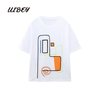 Uibey เสื้อเชิ้ตแฟชั่น พิมพ์ลาย เรียบง่าย อเนกประสงค์ 3373