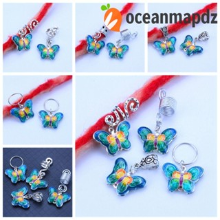 Oceanmapdz 2 ชิ้น / เซต แหวนถักเปียผม ผีเสื้อ, ลูกปัดถักเปีย โลหะผสม Cloisonne, เข็มกลัดเดรดล็อก วินเทจ เสน่ห์ สีฟ้า เดรดล็อก ลูกปัด ผู้หญิง / เด็กผู้หญิง / เด็ก