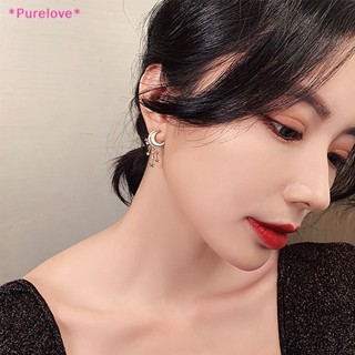 Purelove&gt; ใหม่ ต่างหูแฟชั่น รูปดวงจันทร์ ดาว ไม่สม่ําเสมอ เรียบง่าย สไตล์ยุโรป และอเมริกา สําหรับผู้หญิง 1 คู่