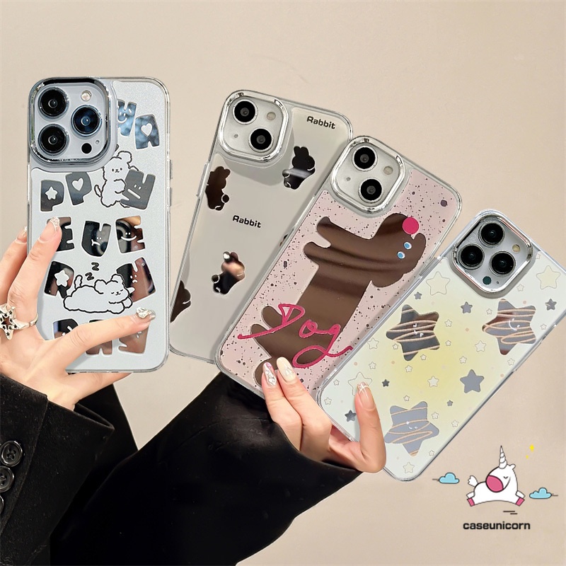 เคสโทรศัพท์มือถืออะคริลิค แบบนิ่ม ลายการ์ตูนกระต่าย และหมี หน้ายิ้ม หรูหรา สําหรับ IPhone 11 12 13 14 Pro Max 14Pro 11Pro Max