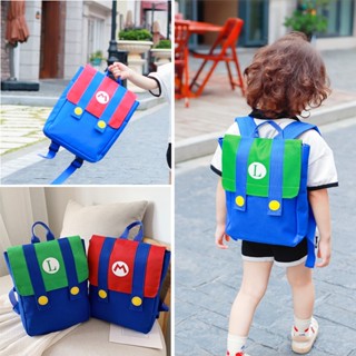 เด็กอายุ 3-5 ปี กระเป๋านักเรียนอนุบาลเด็กชายและเด็กหญิงการ์ตูน Super Mario Bros Backpack