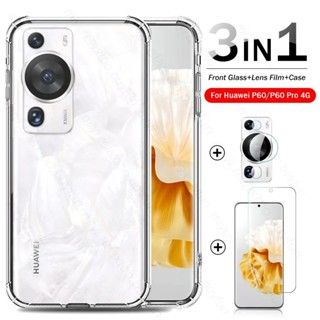 Protector Cover Clear Case + Screen soft hydrogel film + Camera Film For Huawei P60 Pro 6.67" MNA-AL00 MNA LNA-AL00 LX9