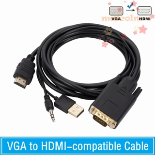 Malcolm สายเคเบิลอะแดปเตอร์แปลง VGA เป็น HDMI อินพุต VGA เป็น HDMI VGA เป็น HDMI พร้อมเสียง และพาวเวอร์ซัพพลาย สําหรับ DVDPlayer โปรเจคเตอร์ โทรทัศน์ กล่องทีวี