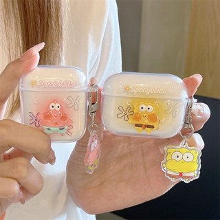 เคสหูฟังบลูทูธ แบบใส ลาย SpongeBob สําหรับ AirPods Pro2 Airpod Pro 1 2 3 AirPods Pro 2