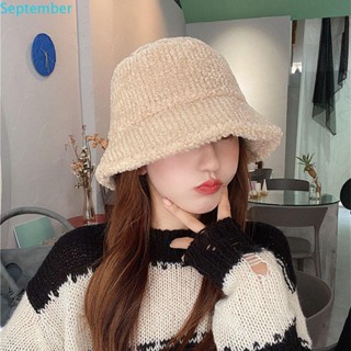 SEPTEMBER Women Bucket Hats Cute Elegant Winter Plush Sun Protection Outdoor Sunscreen Basin Caps