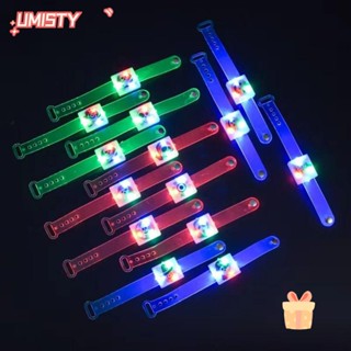 Umisty สร้อยข้อมือไฟไจโร พลาสติก หมุนได้ มีไฟ LED ของเล่นสําหรับเด็ก 12 ชิ้น