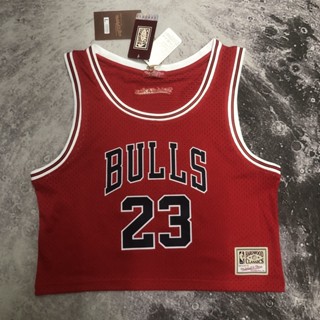 เสื้อกีฬาบาสเก็ตบอล Jersey M &amp; N Bulls สีแดง สําหรับผู้หญิง 23 เสื้อกีฬา เสื้อกั๊กสั้น สไตล์วินเทจ 91 HZYC